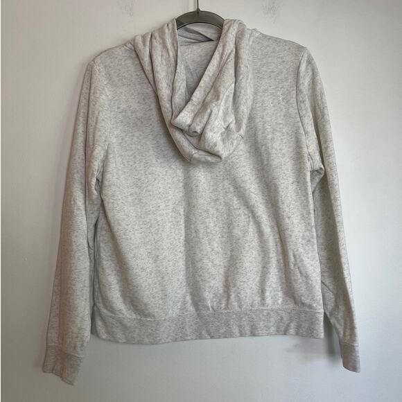 Nike Womens High Neck Gold Logo Hoodie Sweatshirt Size M Gray Fleece Athleisure - Picture 2 of 6